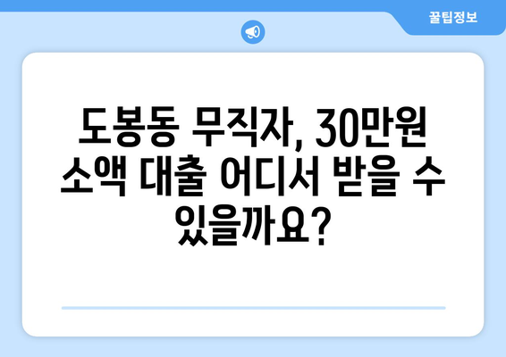 서울특별시 도봉구 도봉동 무직자 소액 30만원 대출