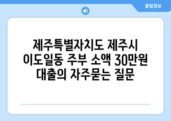 제주특별자치도 제주시 이도일동 주부 소액 30만원 대출