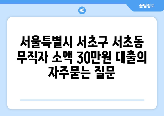 서울특별시 서초구 서초동 무직자 소액 30만원 대출