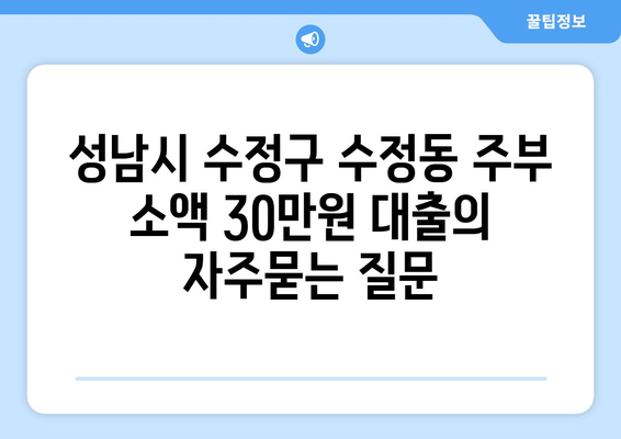 성남시 수정구 수정동 주부 소액 30만원 대출