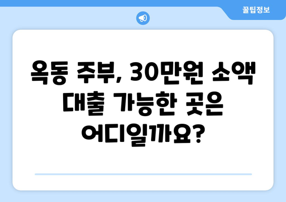 울산광역시 남구 옥동 주부 소액 30만원 대출