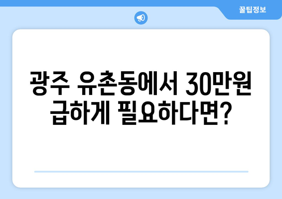 광주광역시 서구 유촌동 무직자 소액 30만원 대출