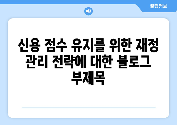 신용 점수 유지를 위한 재정 관리 전략