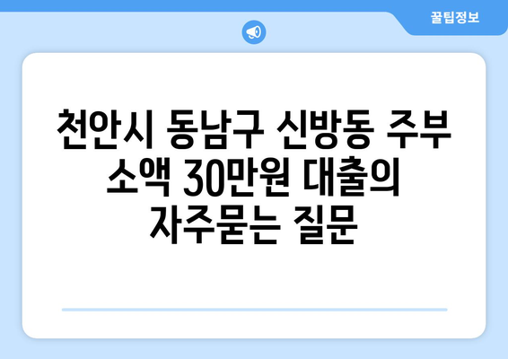 천안시 동남구 신방동 주부 소액 30만원 대출