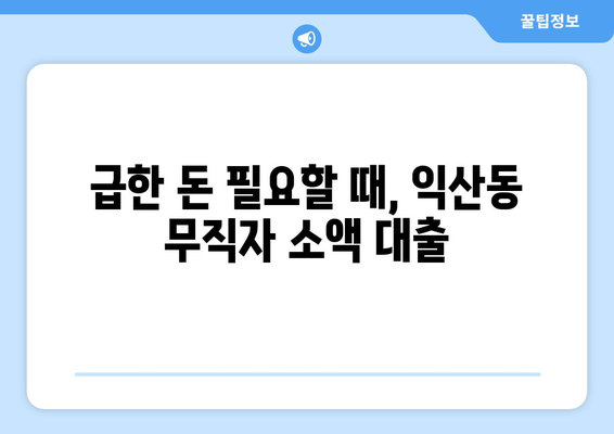 전라북도 익산시 익산동 무직자 소액 30만원 대출