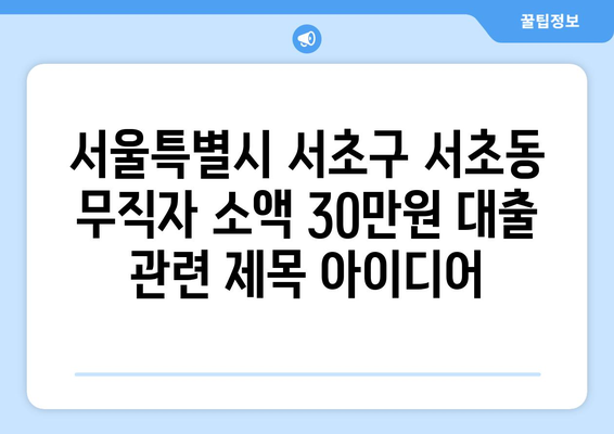 서울특별시 서초구 서초동 무직자 소액 30만원 대출