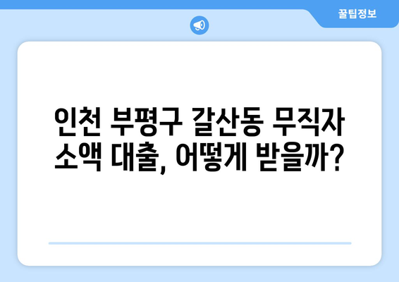 인천광역시 부평구 갈산동 무직자 소액 30만원 대출