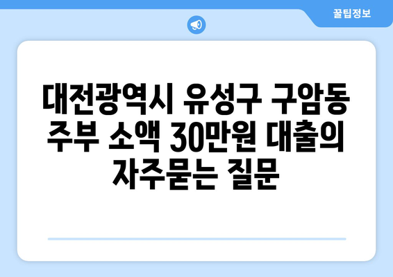 대전광역시 유성구 구암동 주부 소액 30만원 대출