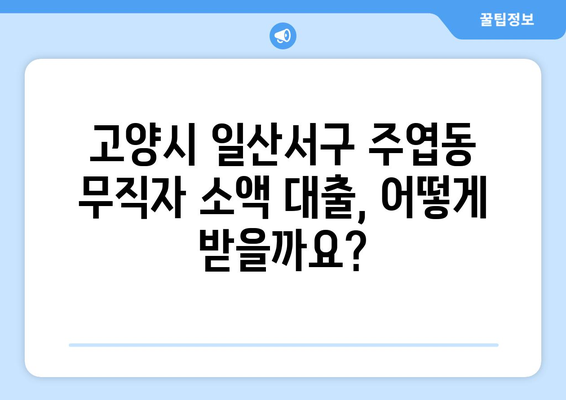 고양시 일산서구 주엽동 무직자 소액 30만원 대출