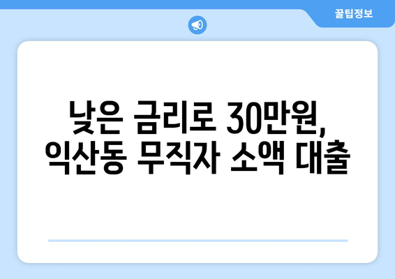 전라북도 익산시 익산동 무직자 소액 30만원 대출