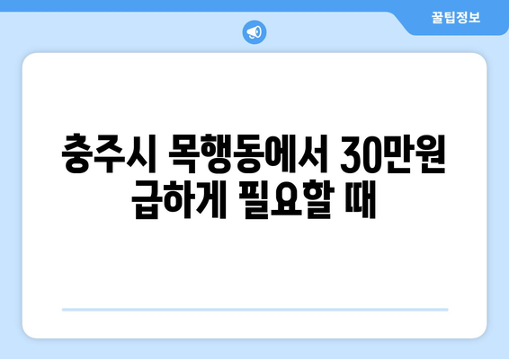 충청북도 충주시 목행동 무직자 소액 30만원 대출