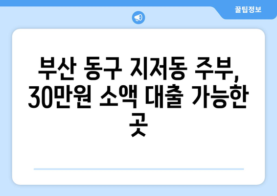 부산광역시 동구 지저동 주부 소액 30만원 대출