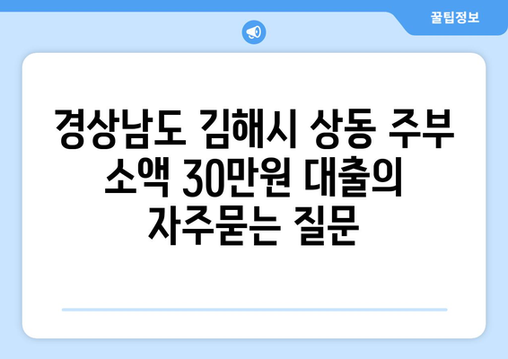 경상남도 김해시 상동 주부 소액 30만원 대출