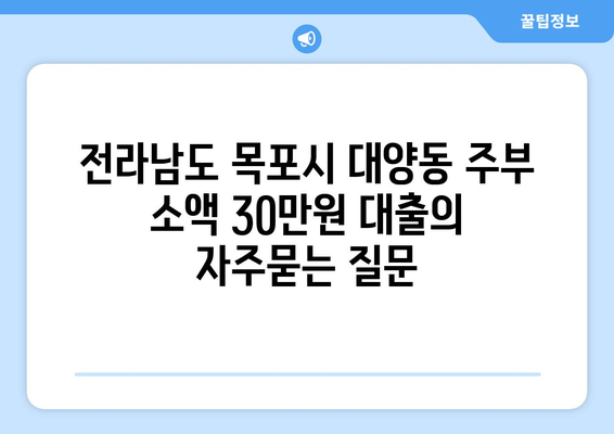 전라남도 목포시 대양동 주부 소액 30만원 대출