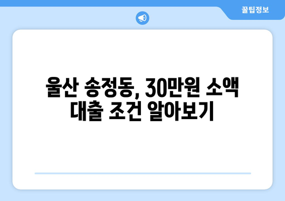 울산광역시 북구 송정동 무직자 소액 30만원 대출