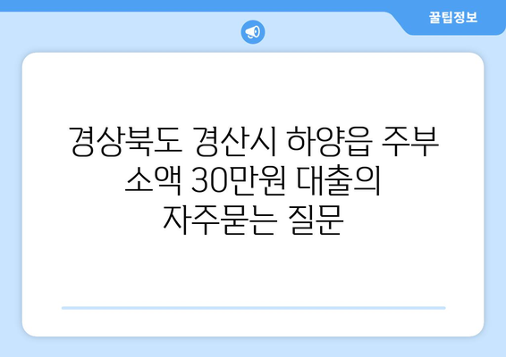 경상북도 경산시 하양읍 주부 소액 30만원 대출