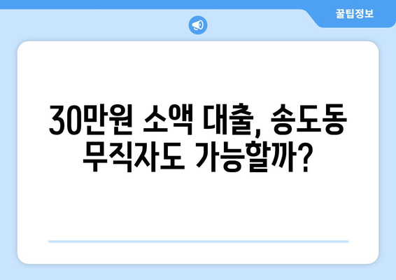 인천광역시 연수구 송도동 무직자 소액 30만원 대출