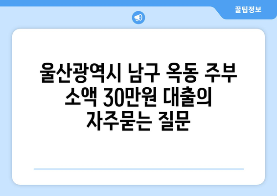 울산광역시 남구 옥동 주부 소액 30만원 대출