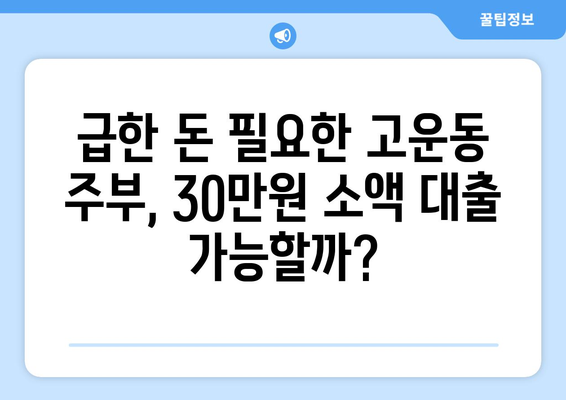 세종특별자치시 고운동 주부 소액 30만원 대출