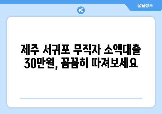 제주특별자치도 제주시 서귀포 무직자 소액 30만원 대출