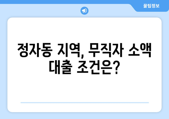 성남시 분당구 정자동 무직자 소액 30만원 대출