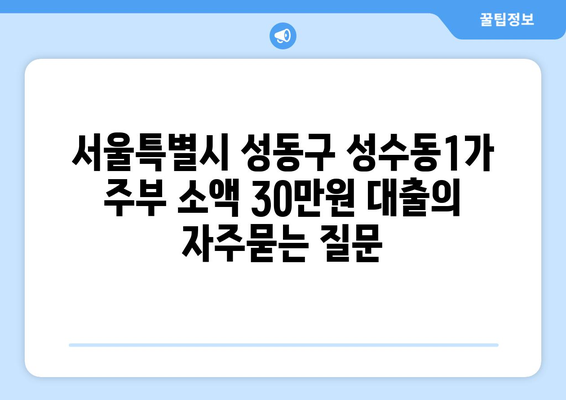 서울특별시 성동구 성수동1가 주부 소액 30만원 대출