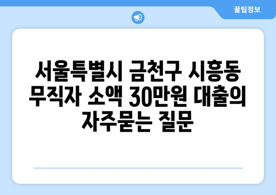 서울특별시 금천구 시흥동 무직자 소액 30만원 대출