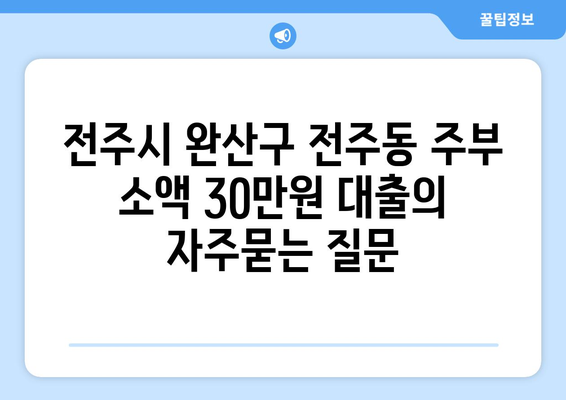 전주시 완산구 전주동 주부 소액 30만원 대출