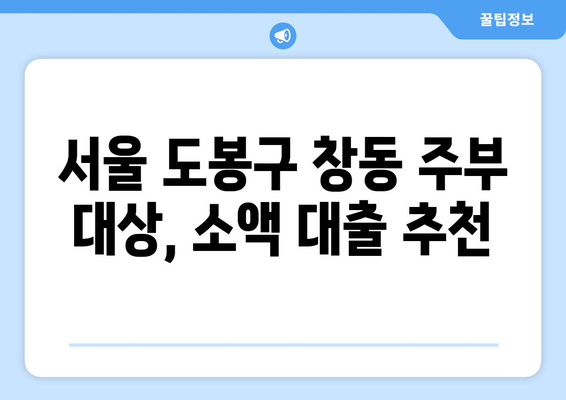 서울특별시 도봉구 창동 주부 소액 30만원 대출