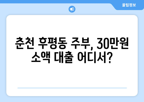 강원도 춘천시 후평동 주부 소액 30만원 대출