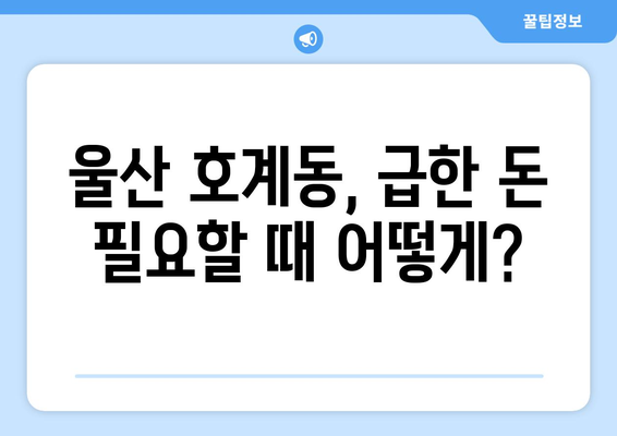 울산광역시 북구 호계동 무직자 소액 30만원 대출