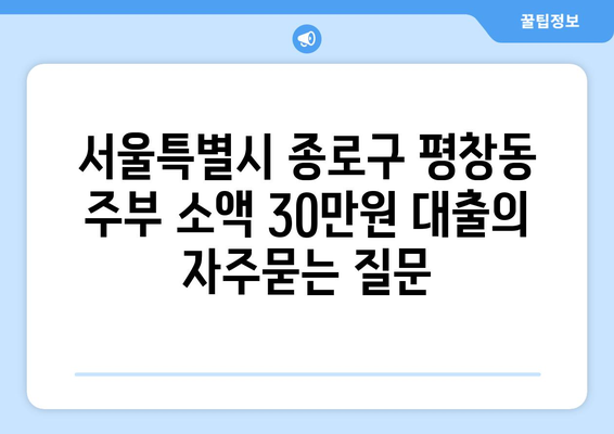 서울특별시 종로구 평창동 주부 소액 30만원 대출