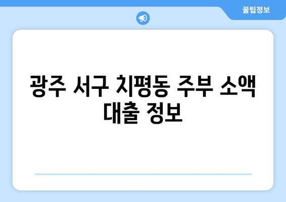 광주광역시 서구 치평동 주부 소액 30만원 대출