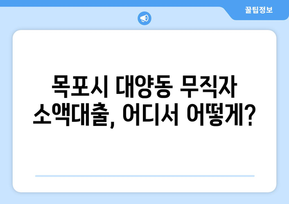 전라남도 목포시 대양동 무직자 소액 30만원 대출