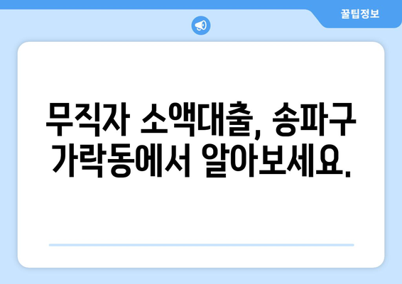 서울특별시 송파구 가락동 무직자 소액 30만원 대출