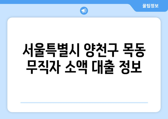 서울특별시 양천구 목동 무직자 소액 30만원 대출