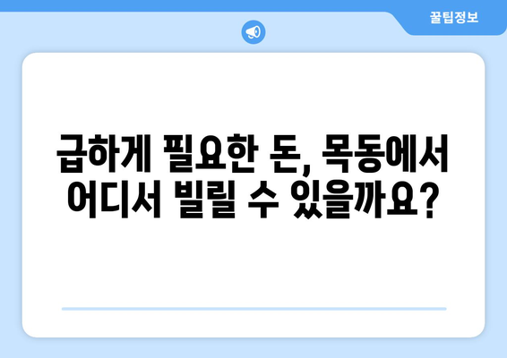 서울특별시 양천구 목동 무직자 소액 30만원 대출