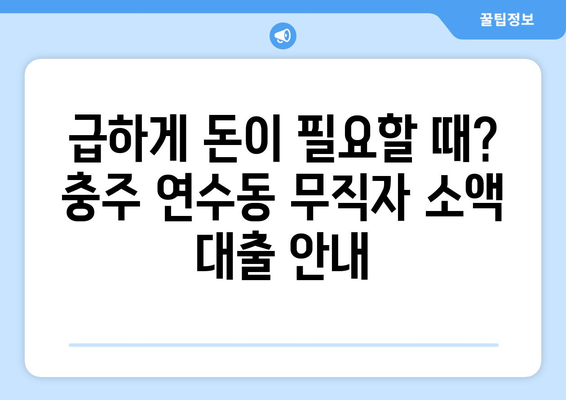 충청북도 충주시 연수동 무직자 소액 30만원 대출