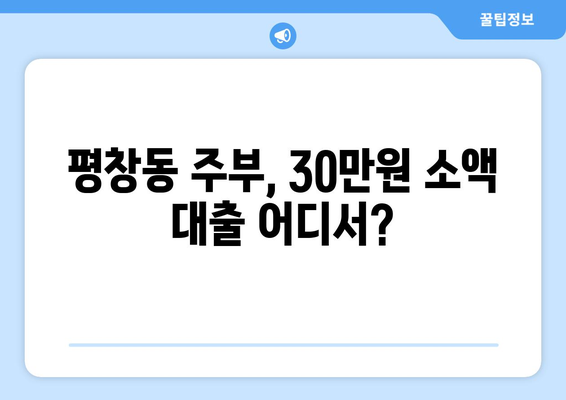 서울특별시 종로구 평창동 주부 소액 30만원 대출