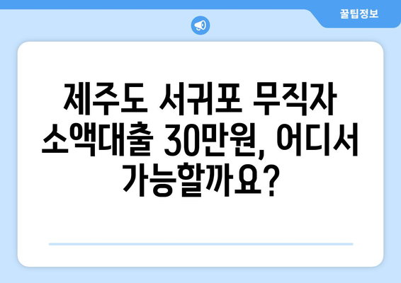 제주특별자치도 제주시 서귀포 무직자 소액 30만원 대출