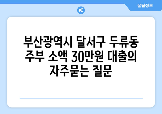 부산광역시 달서구 두류동 주부 소액 30만원 대출