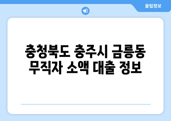 충청북도 충주시 금릉동 무직자 소액 30만원 대출