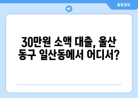 울산광역시 동구 일산동 무직자 소액 30만원 대출