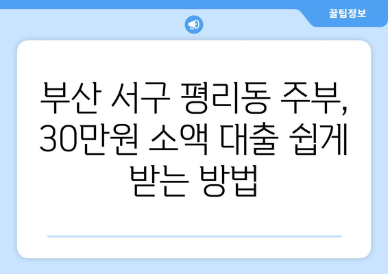 부산광역시 서구 평리동 주부 소액 30만원 대출