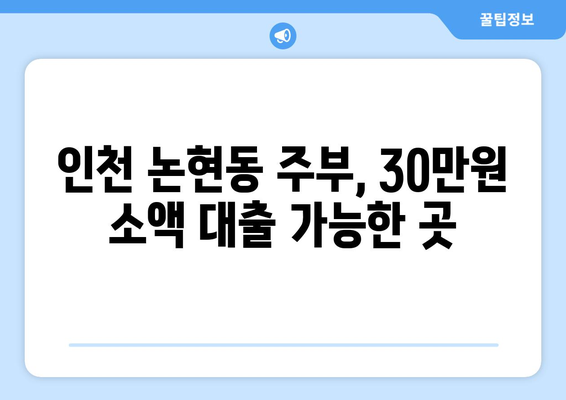 인천광역시 남동구 논현동 주부 소액 30만원 대출