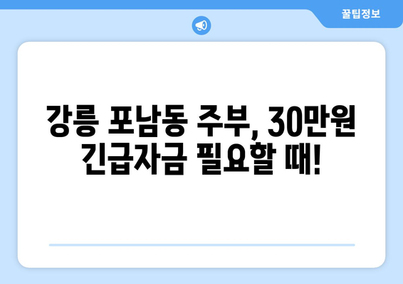 강원도 강릉시 포남동 주부 소액 30만원 대출