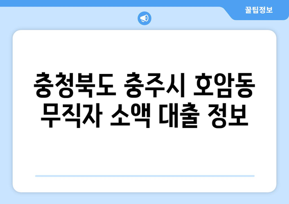 충청북도 충주시 호암동 무직자 소액 30만원 대출