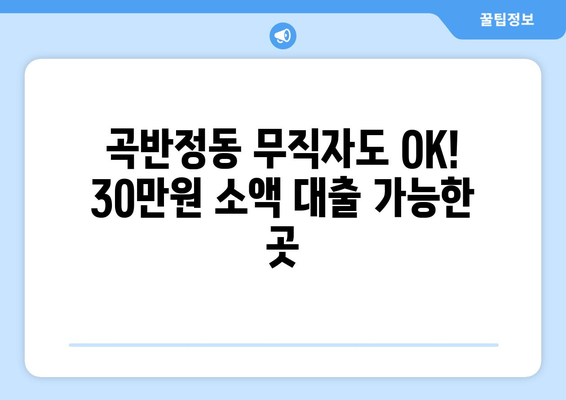 수원시 권선구 곡반정동 무직자 소액 30만원 대출