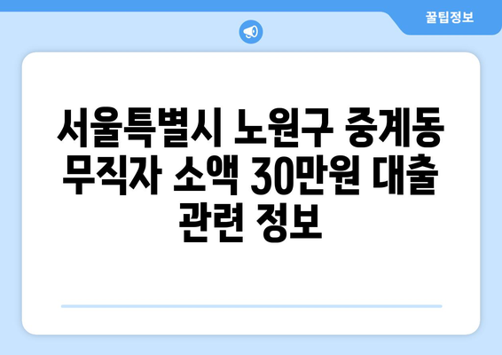 서울특별시 노원구 중계동 무직자 소액 30만원 대출