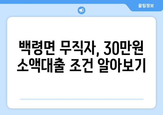 인천광역시 웅진군 백령면 무직자 소액 30만원 대출